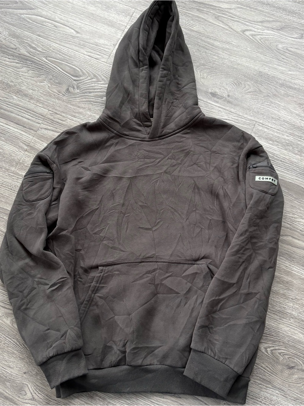 COMFRT Washed Charcoal Black Heavyweight Oversized Hoodie | Size L